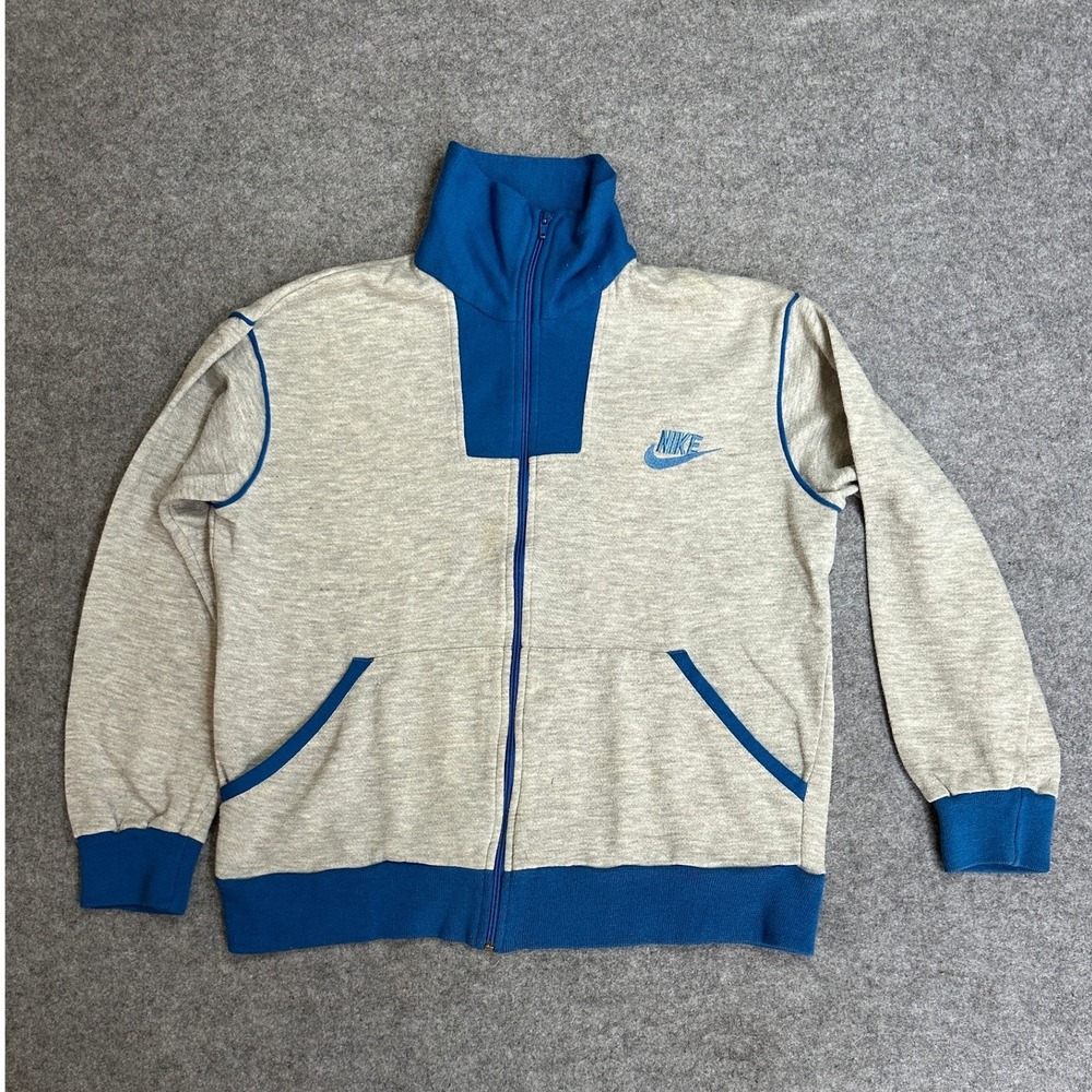 Nike Sportswear Vintage Track Jacket Large Grey Blue Colorblock Orange Tag